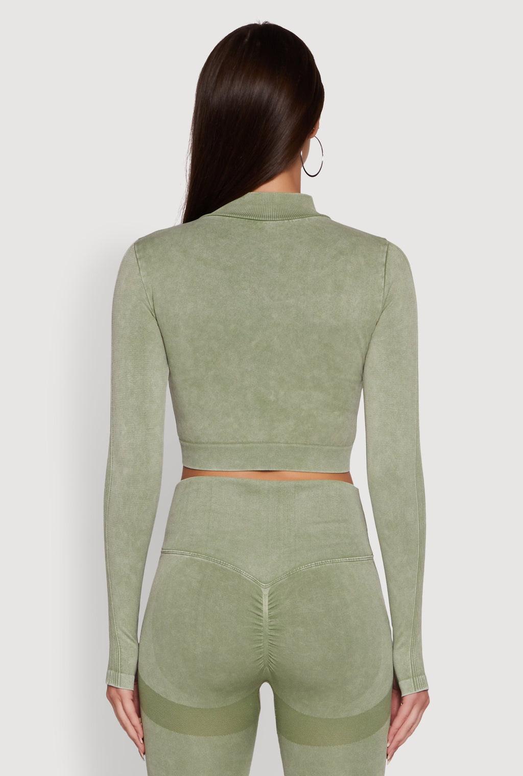 Seamless Mineral Wash Crop Track Jacket