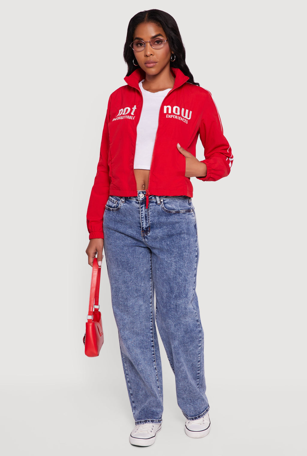 Nylon Not Now Graphic Mock Neck Windbreaker