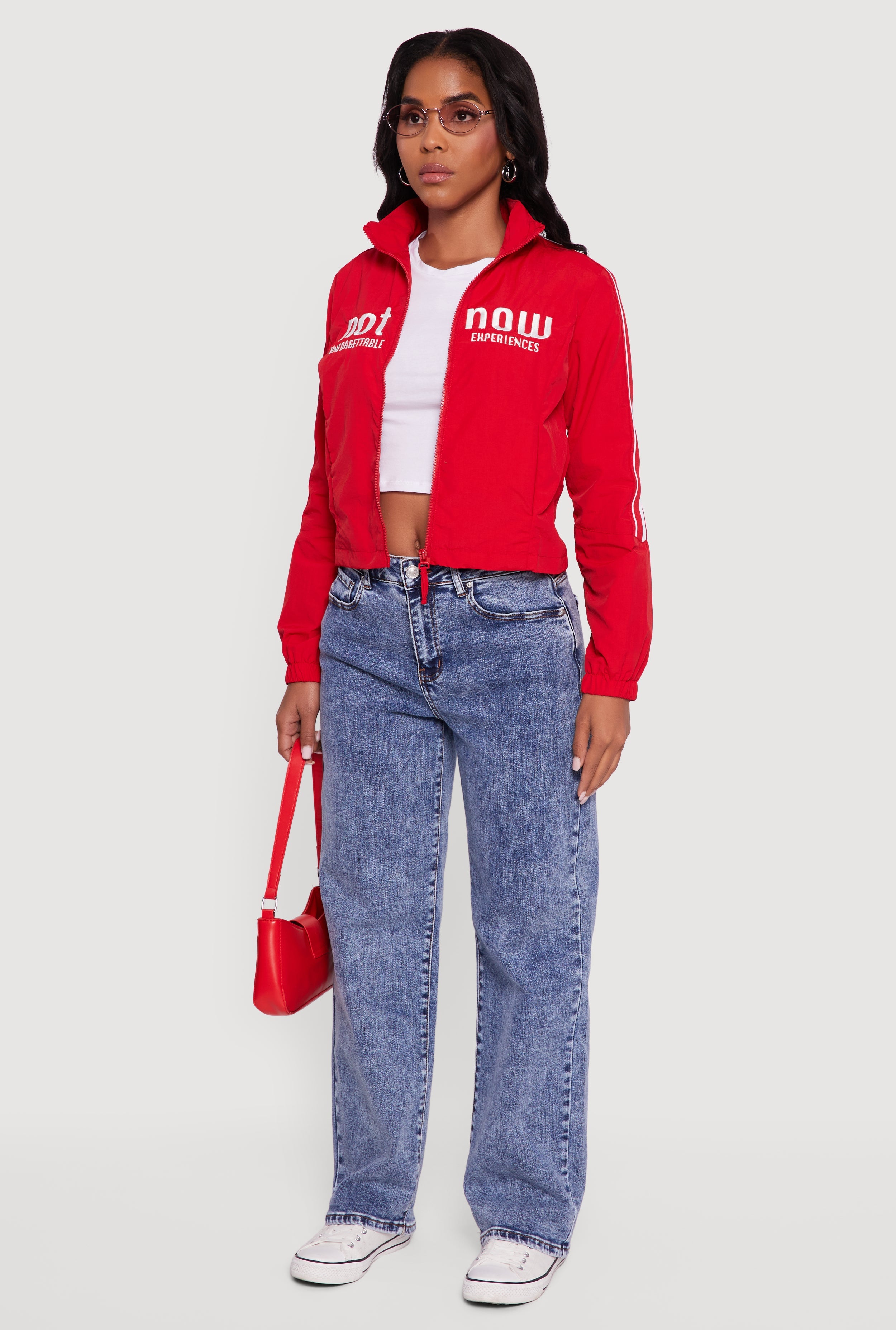 Nylon Not Now Graphic Mock Neck Windbreaker
