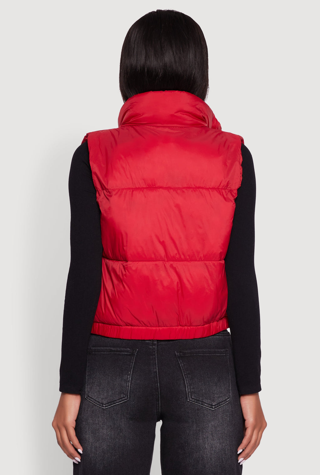Nylon Mock Neck Puffer Vest