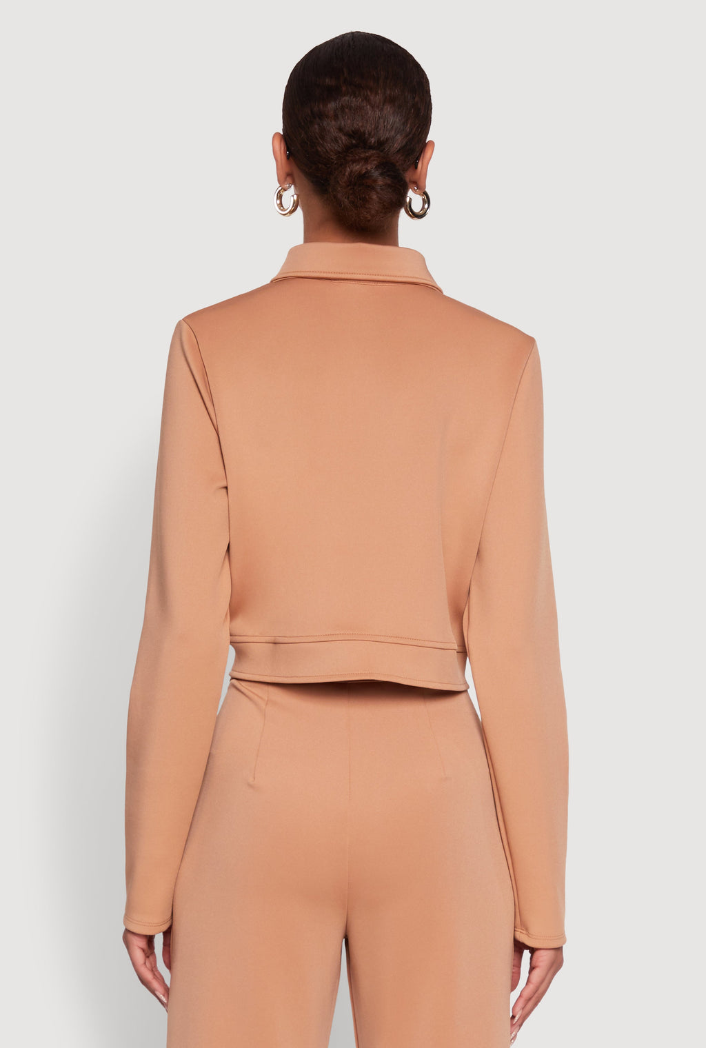 Scuba Metallic Button Front Cropped Shacket