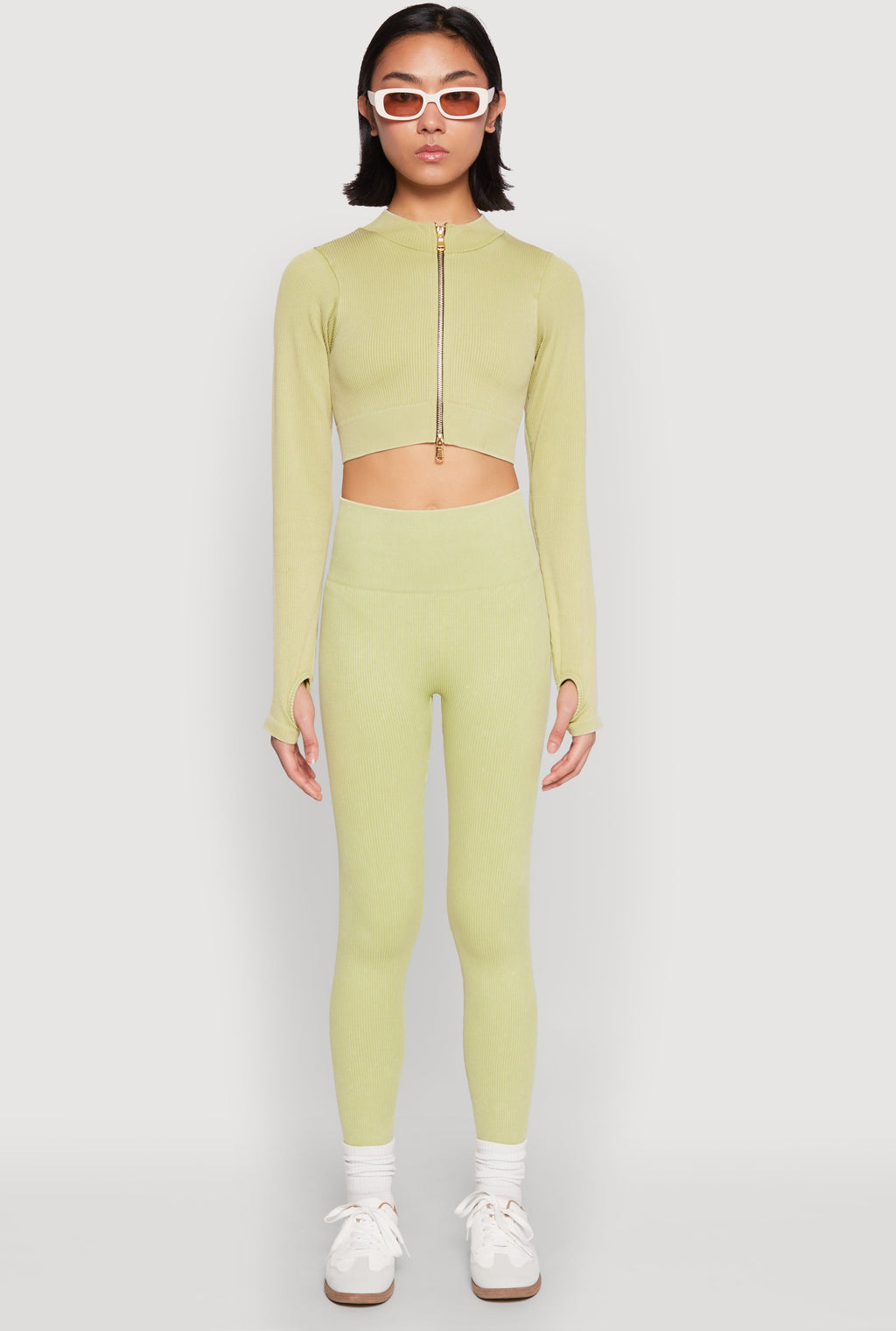 Daisy Ribbed Knit Cropped Track Jacket