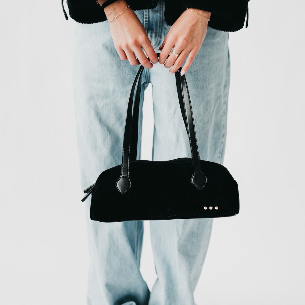 Sally Suede Barrel Shoulder Bag